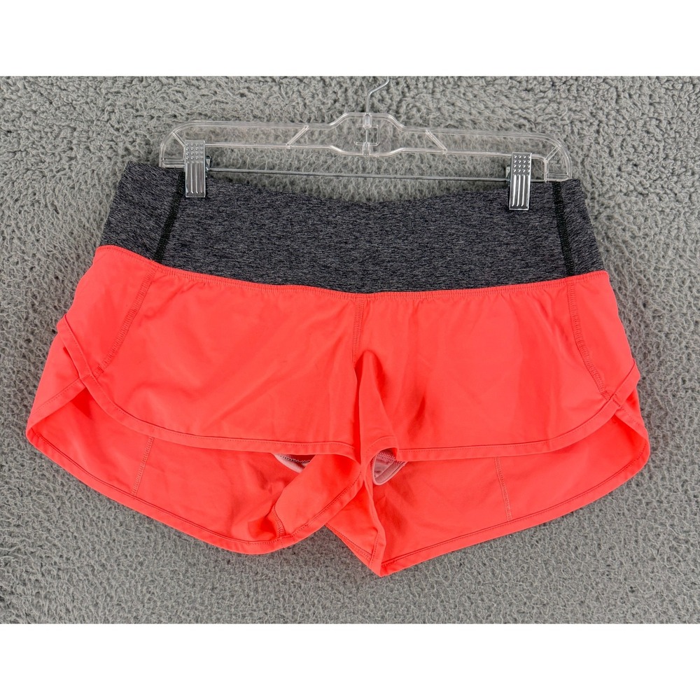 Lululemon Run Times Shorts Womens 8 Coral Pink Gray 2.5" Lined Running Athletic